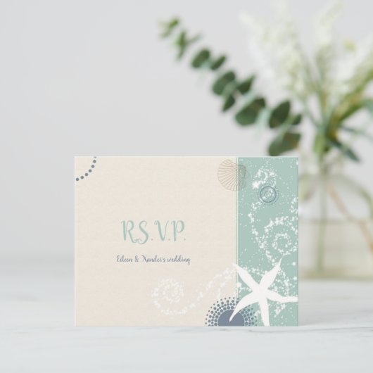 Grayed Jade Beach Wedding Meal Choice RSVP Uitnodiging Briefkaart (Staand voorkant)