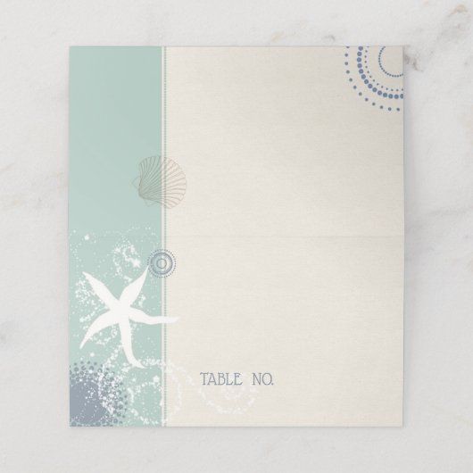 Grayed Jade Dusty Blue Beach Weddenschap Plaatskaartje (Buitenkant ongevouwen)