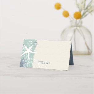 Grayed Jade Dusty Blue Beach Weddenschap Plaatskaartje