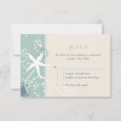 Grayed Jade en Ivory Starfish Beach Weddenschap RS RSVP Kaartje (Voorkant)
