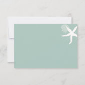 Grayed Jade en Ivory Starfish Beach Weddenschap RS RSVP Kaartje (Achterkant)