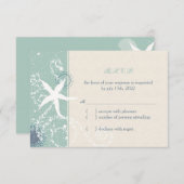 Grayed Jade en Ivory Starfish Beach Weddenschap RS RSVP Kaartje (Voorkant / Achterkant)