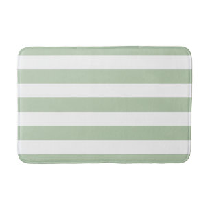 Grayed Jade en White Striped Bath Mat