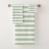 Grayed Jade en White Striped Bath Towel Set Bad Handdoek (Insitu)