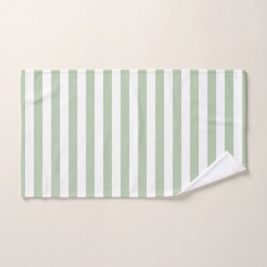 Grayed Jade en White Striped Bath Towel Set Bad Handdoek (Handdoek)