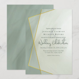 grayed jade geometric typografie bruiloft kaart