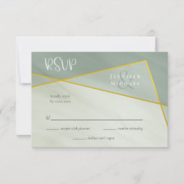 grayed jade geometrische typografie bruiloft rsvp kaartje