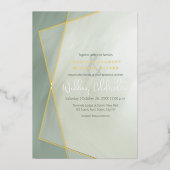 grayed jade gold lijst typografie bruiloft folie uitnodiging (Voorkant)