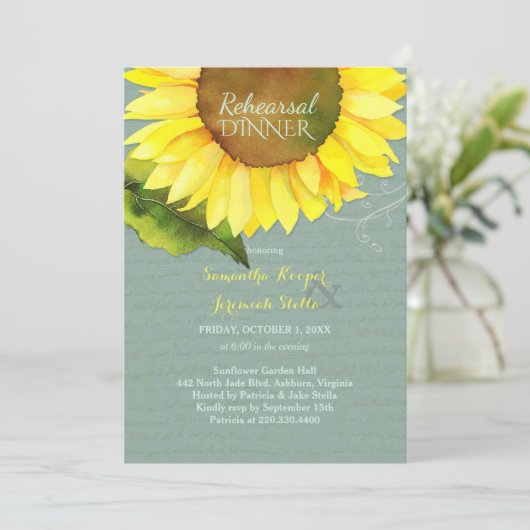 Grayed Jade Sunflower Weddenschap Kaart (Staand voorkant)