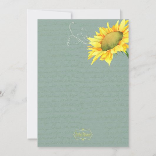 Grayed Jade Sunflower Weddenschap Kaart (Achterkant)