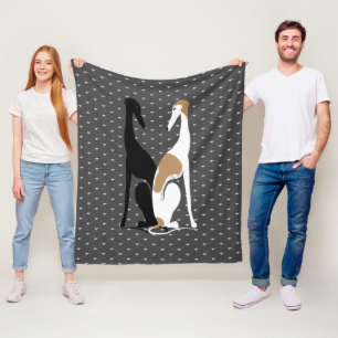 Grayhound Sisters Illustration Fleece Blanket Deken