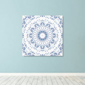 Grayish Blue Floral Mandala Canvas Afdruk (Insitu (Houten vloer))