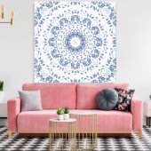 Grayish Blue Floral Mandala Canvas Afdruk (Insitu (Woonkamer))