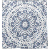 Grayish Blue Floral Mandala Douchegordijn (Voorkant)