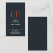 Grayish Blue Monogram Professional Visitekaartje (Voorkant / Achterkant)