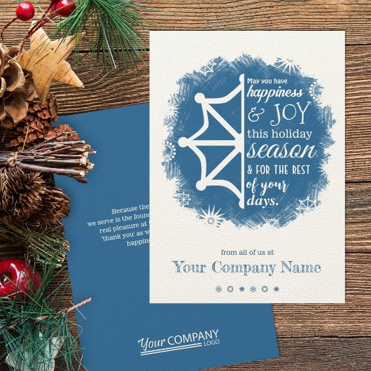 Grayish Blue Snowflake Business Holiday Kaart