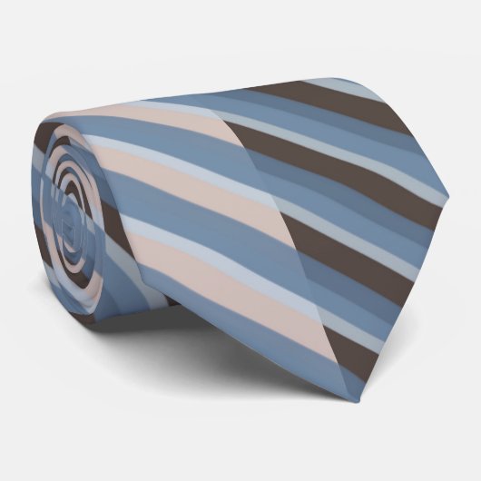 Grayish Blue Stripes On A Split Tan And Brown Stropdas (Opgerold)