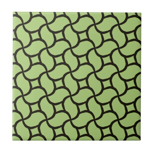 Grayish Green and Black Abstract Line Pattern Tegeltje (Voorkant)