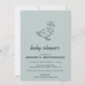 Grayish Green Simple Line Animal Duck Kaart (Voorkant)