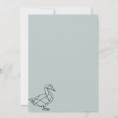 Grayish Green Simple Line Animal Duck Kaart (Achterkant)