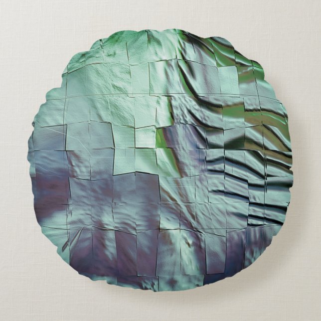 Grayish mint mozaïek met licht geslepen en satin rond kussen (Voorkant)