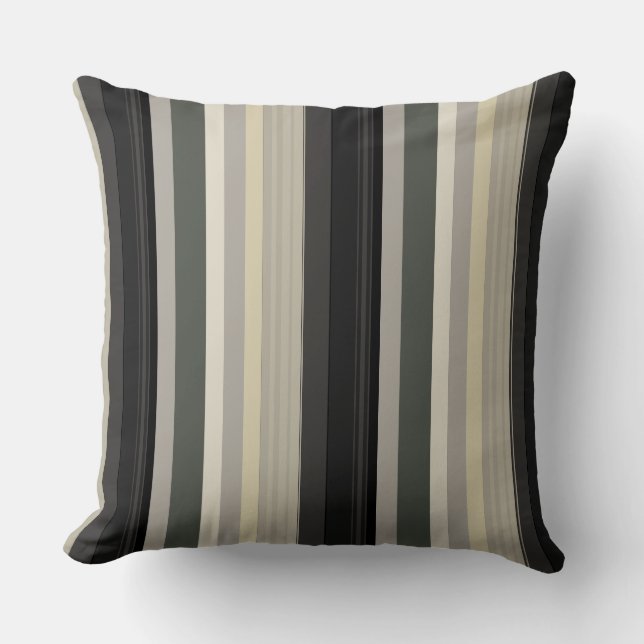 Grays en greens strepen kussen (Voorkant)