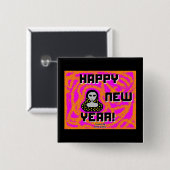 Grays Nieuwjaar wenst 2 inch Square Button (Voorkant /achterkant)
