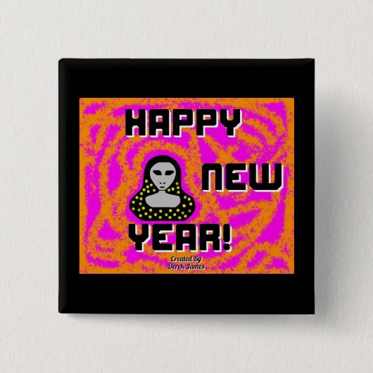 Grays Nieuwjaar wenst 2 inch Square Button (Voorkant)