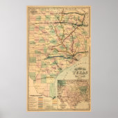 Gray's Railroad Map of Texas (1877) Poster (Voorkant)