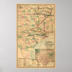 Gray's Railroad Map of Texas (1877) Poster