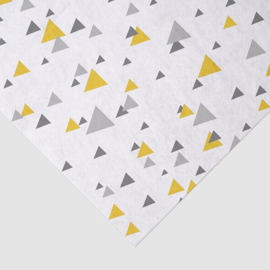 Grays & Yellow Random Triangles Modern Patroon Tissuepapier (Detail)