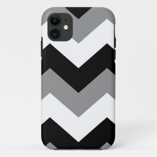 Grayscale Black Gray & White Chevron iPhone 11 Hoesje