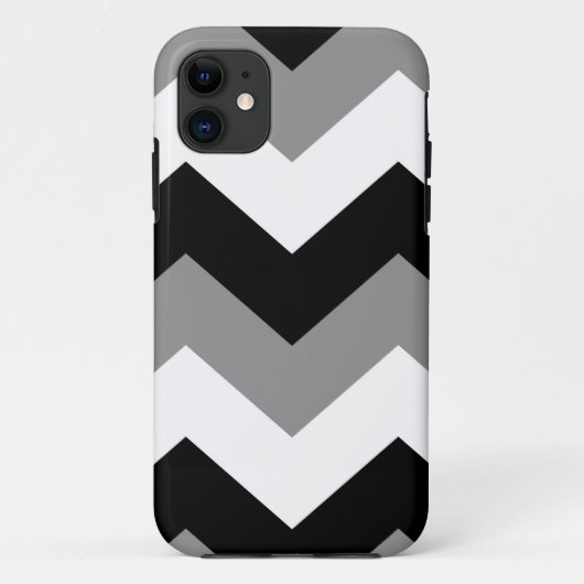 Grayscale Black Gray & White Chevron Case-Mate iPhone Case (Achterkant)