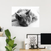 Grayscale Cat Poster (Thuiskantoor)