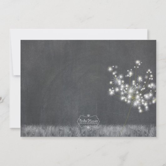 Grayscale Dandelion Wedding Rehearsal Dinner Kaart (Achterkant)