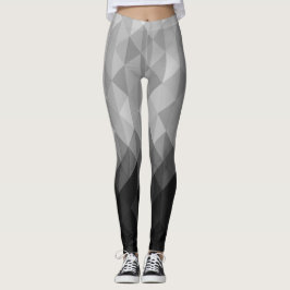 Grayscale driehoek geometrische vierkanten patroon leggings