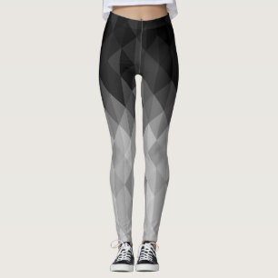 Grayscale driehoek geometrische vierkanten patroon leggings