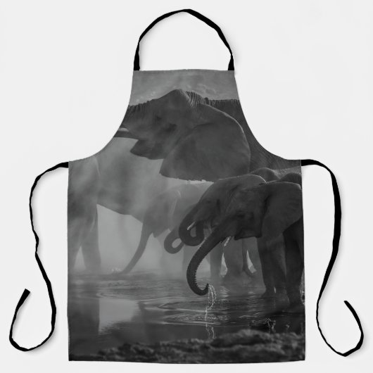 GRAYSCALE FOTO VAN ELEPHANTS DRINK WATER SCHORT (Voorkant)