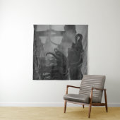 GRAYSCALE FOTO VAN ELEPHANTS DRINK WATER WANDKLEED (In Situ (horizontaal))