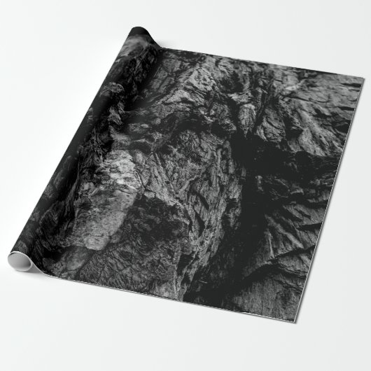 Grayscale-foto van rock cadeaupapier (Uitgerold)