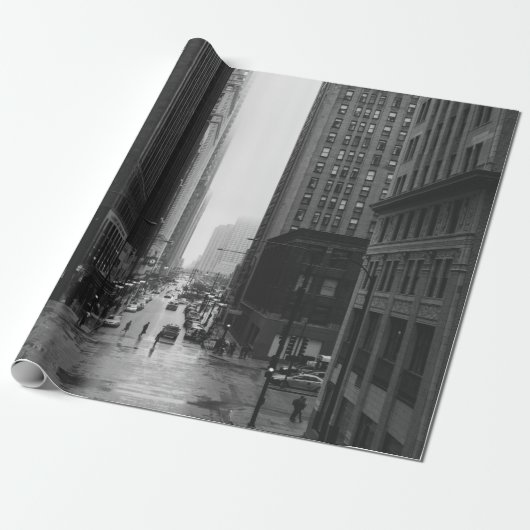 GRAYSCALE FOTO VAN STADSSTAAT CADEAUPAPIER (Uitgerold)