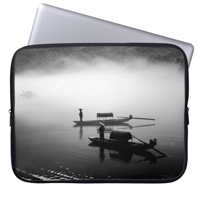 GRAYSCALE FOTO VAN TWEE ROUWBOTEN LAPTOP SLEEVE (Voorkant)