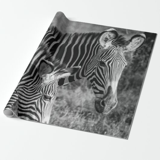 GRAYSCALE FOTO VAN ZEBRAS CADEAUPAPIER (Uitgerold)