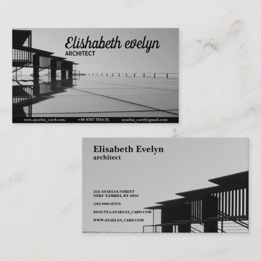 Grayscale-fotografie van Bridge Visitekaartje (Voorkant / Achterkant)