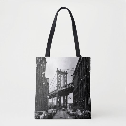 GRAYSCALE FOTOGRAFIE VAN BROOKLYN BRIDGE TOTE BAG (Voorkant)