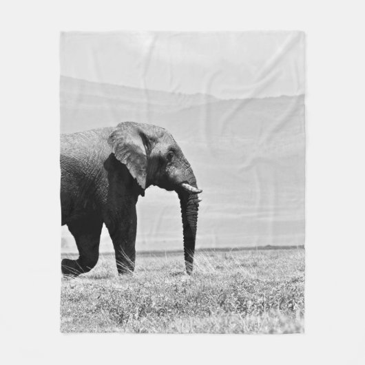 GRAYSCALE FOTOGRAFIE VAN ELEPHANT FLEECE DEKEN (Voorkant)