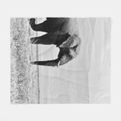 GRAYSCALE FOTOGRAFIE VAN ELEPHANT FLEECE DEKEN (Voorkant (Horizontaal))