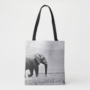 GRAYSCALE FOTOGRAFIE VAN ELEPHANT TOTE BAG