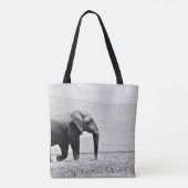GRAYSCALE FOTOGRAFIE VAN ELEPHANT TOTE BAG (Achterkant)