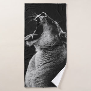 GRAYSCALE FOTOGRAFIE VAN GEDANKTE LIONATIE BADHANDDOEK